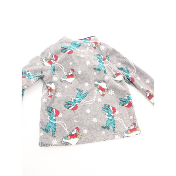 OshKosh B'gosh Dinosaur Fleece Christmas Gray Quarter Zip Sweater Size 3T - Picture 4 of 4